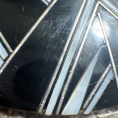 Vintage Southwestern Style Sterling Silver Belt Buckle Stamed B Black white Art