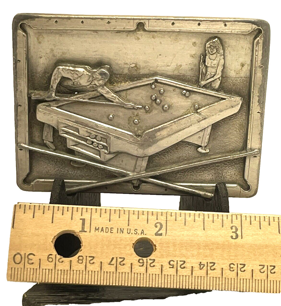 1984 Bergamot Brass Works Z-149 Pool Table Billiards Snooker Belt Buckle 3-D A1