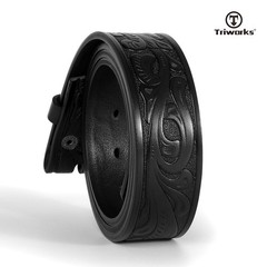 TRIWORKS Western Leather Belt Strap for Men without Fit Size 29&Prime;-33&Prime;, A-black