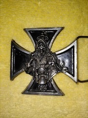 Black Iron Cross Skull Biker Belt Buckle