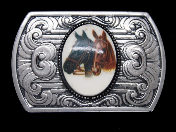 UB11155 REALLY GREAT **TWO HORSES** WESTERN & COWBOY BELT BUCKLE