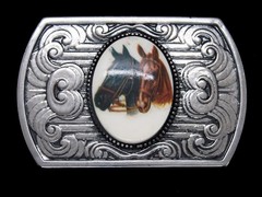 UB11155 REALLY GREAT **TWO HORSES** WESTERN & COWBOY BELT BUCKLE