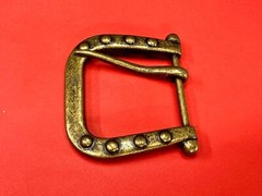 Replacement Brass Tone Studded Theme Harp Shaped Vintage Belt Buckle