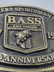 Bass Anglers Sportsman Society Belt Buckle 25th Anniversary 1992 Vintage