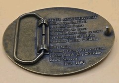 Vintage Brass Belt Buckle « Running Strong For American Indian Youth » Horse