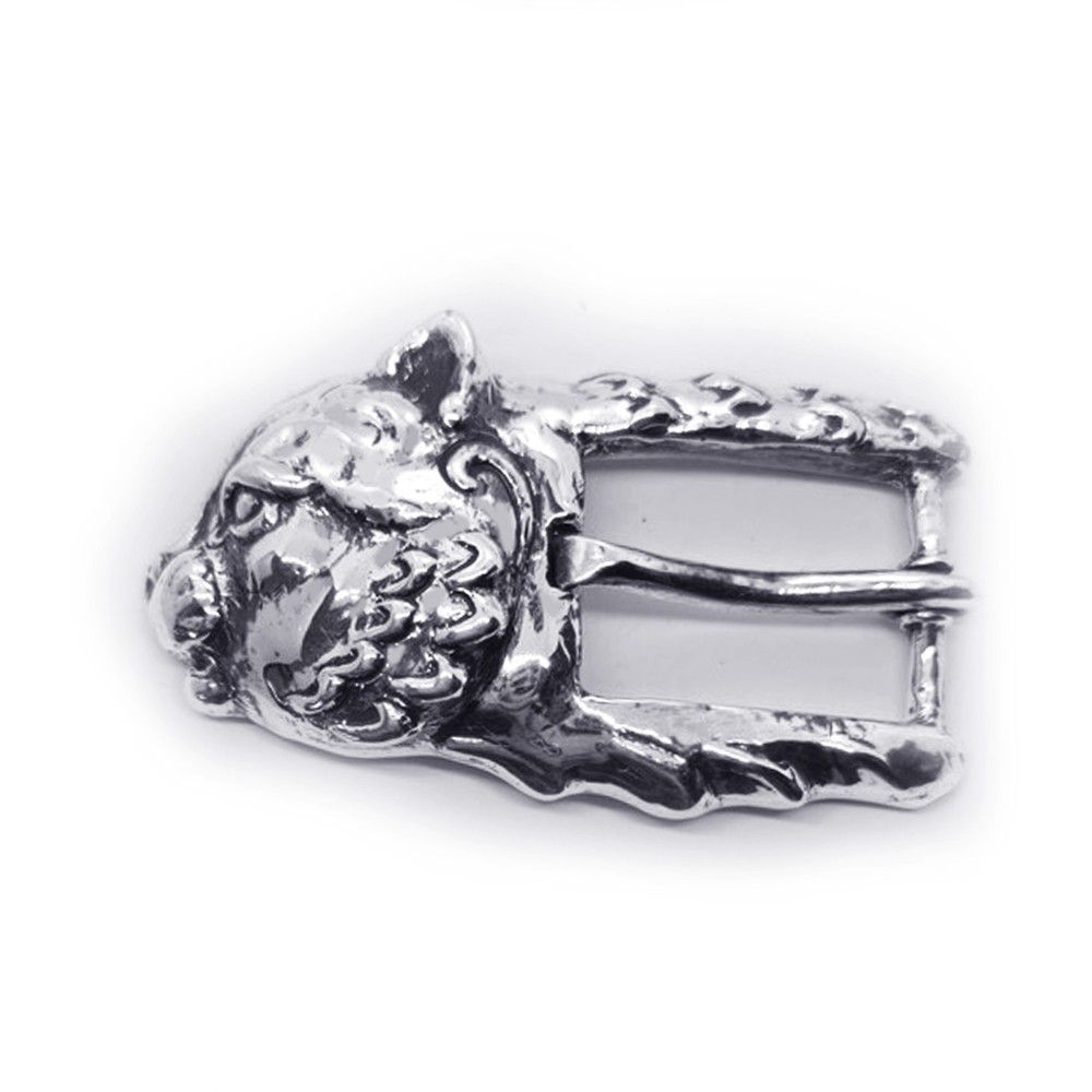 Cat Head Sterling Silver Belt Buckle