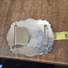 Vintage Silverado Sterling Silver Red Stones Brass Belt Buckle 121g Horse Foal