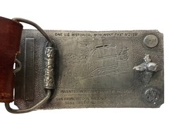 San Francisco Cable Car Belt Buckle W/ Brown Leather Art Belt By Errol G Specter