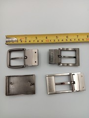 Lot of 4 Mens Assorted Designer Brands Chrome Metal Silver Belt Buckles