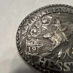 Hesston Vintage Rodeo Belt Buckle 1988 METAL Original Wrap National Finals NFR
