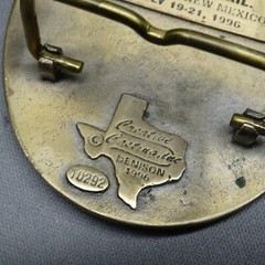 1996 Creative Casting Denison 175TH ANNIVERSARY SANTA FE TRAIL BELT BUCKLE BRASS