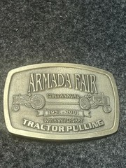 Vintage Armada Fair Tractor Pulling 50th Anniversary Belt Buckle Mens Gold