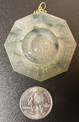 Jadeite Jade Octagonal Pendant with Carved Bagua (Eight Trigrams) Design