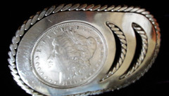 1891-O Morgan Silver Dollar Lady Liberty Coin Belt Buckle
