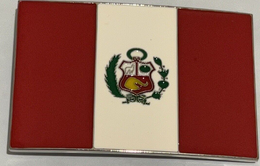 National Flag of Peru Belt Buckle Multi-Colored Western Cowboy Cowgirl