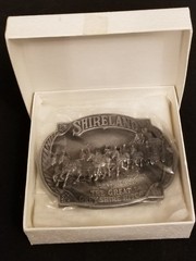 Vintage Belt Buckle Pewter Alloy Shireland Coach & Horse Scene 1987 NewOldStock