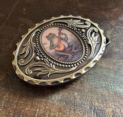 Banjo Frog Belt Buckle Handmade Silver Western Style Fits 1.5 Belt Strap