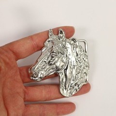 Horse Head Belt Buckle Jet Hematite – Dark Gem Look with Character