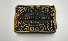 Vintage Belt Buckle Mens Brass Local 3-721 OCAW Oil Chemical Atomic Union
