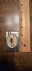 Western Scorpion Inset Rectangular Metal Belt Buckle Silver Tone 1.5 in