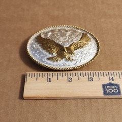 Crumrine Men&rsquo;s Western Oval Eagle Belt Buckle Silver Plated Bronze 4 Inch