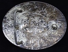 Crumrine Wild Horses Oval Western Belt Buckle Metal Gold Silver