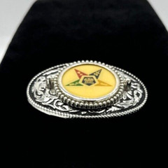 VTG Masonic Symbols O.E.S. Belt Buckle Silver Tone Freemason GAOTU Fraternal