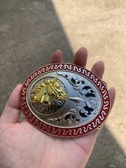 Western Buckle Gold Silver Red Horse Head Cowboy Oval 2 » Hebilla Vaquero