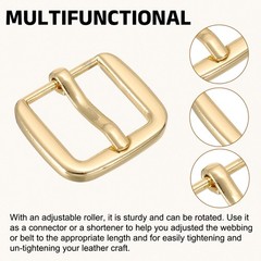 Metal Roller Buckle, 4Pcs 0.75&Prime; Square Single Prong Belt Buckle, Light Gold