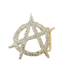 Hip Hop Style Collection Gold Plated Iced Anarchy Fashion Buckle & Leather Belt