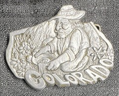 C.D.C. Metalworks Spec-Cast gold mining Belt Buckle for 2” belt 1977