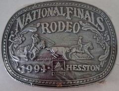1994 NEW HESSTON NFR National Final Rodeo Belt Buckle Team Roping Sealed Cowboy