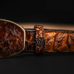Genuine Exotic Pirarucu Monster Fish Western Belt with Removable Buckle – Cognac