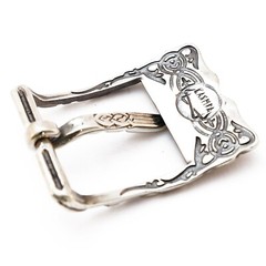 German silver pin belt buckle Runic, Classic frame buckle for 1.5 inch belt