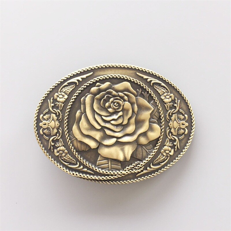 Vintage Bronze Plated Rose Western Oval Belt Buckle also Stock in the US