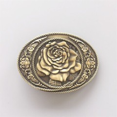 Vintage Bronze Plated Rose Western Oval Belt Buckle also Stock in the US