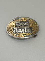 Dean Taylor Cut Out Name Belt Buckle Silver/Gold Tone