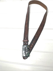 Silver Bowling Belt Buckle Vintage Buckle 1985 Leather Belt Fits 46&Prime; Length