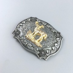 Western Men Zinc alloy Leather Belt Buckle Deer Rodeo Cowboy Shape Pattern