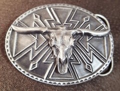 1990&rsquo;s Belt Buckle Buffalo Skull/Head Silverstone 3.5&Prime;×2 5/8&Prime;