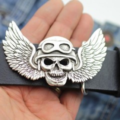 Angel of Death Belt Buckle Skull With Helmet And Wings Dark Art Metal