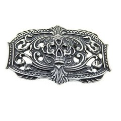 Gothic King Heart Belt Buckle Victorian Steampunk Style Antique Silver