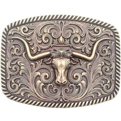 Bronze Gold Bull LONGHORN Western Belt Buckle Large Size Cowboy Rodeo buckle 028