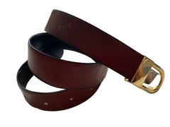 Vintage L.F.B. Reversible Leather Belt Brown & Black Leather Size 110 42&Prime; Long