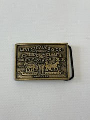 Vintage 70s 80s Levis Strauss BeltBuckle Made In USA Brass Two Horse 8909