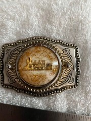 Vintage Belt Buckle with Train Railroad
