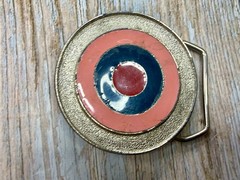 Bulls Eye Round Multi-Color Enameled Target Style Pink Blue Belt Buckle