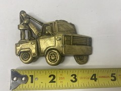 1970s Brass Wrecker Tow Truck Belt Buckle Vintage Vehicle Equipment