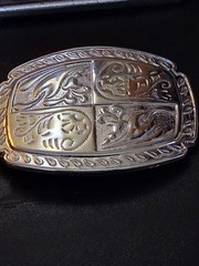 Belt Buckle Silver on Silver Western/Cowboy Vintage New Never used Made in USA