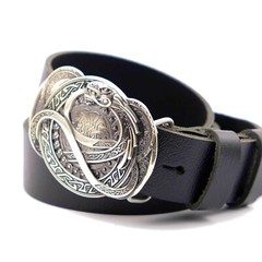 German silver belt buckle Jormungandr, World Serpent buckle, Dragon buckle